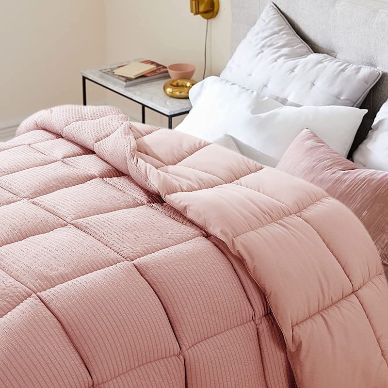 Soft Rose Pink Reversible Microfiber Queen Duvet