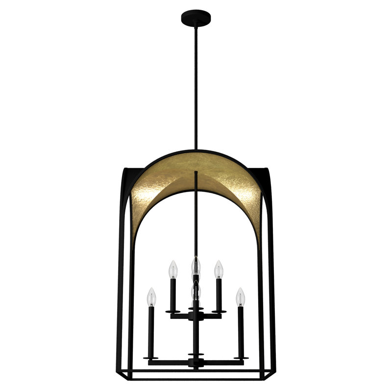 Dukestown 8 Light 22 inch Lantern Pendant, Natural Iron/Gold Leaf