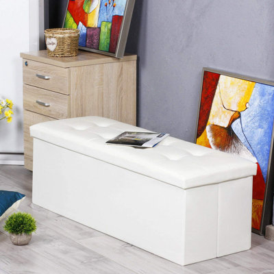 Repose-pieds rectangulaire en similicuir touffeté avec rangement Falan