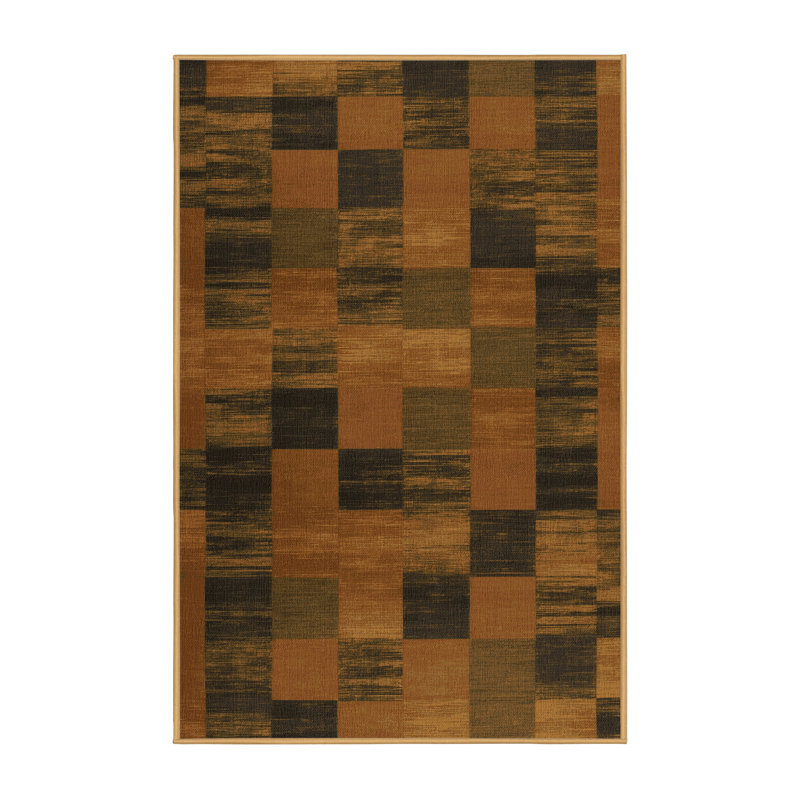 Tapis brun à carreaux lavable à la machine, Tapis de couloir 2 pi x 5 pi