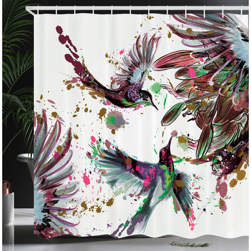 Ensemble de rideau de douche et crochets Hummingbird, H 84 po x l 69 po, Vert pistache