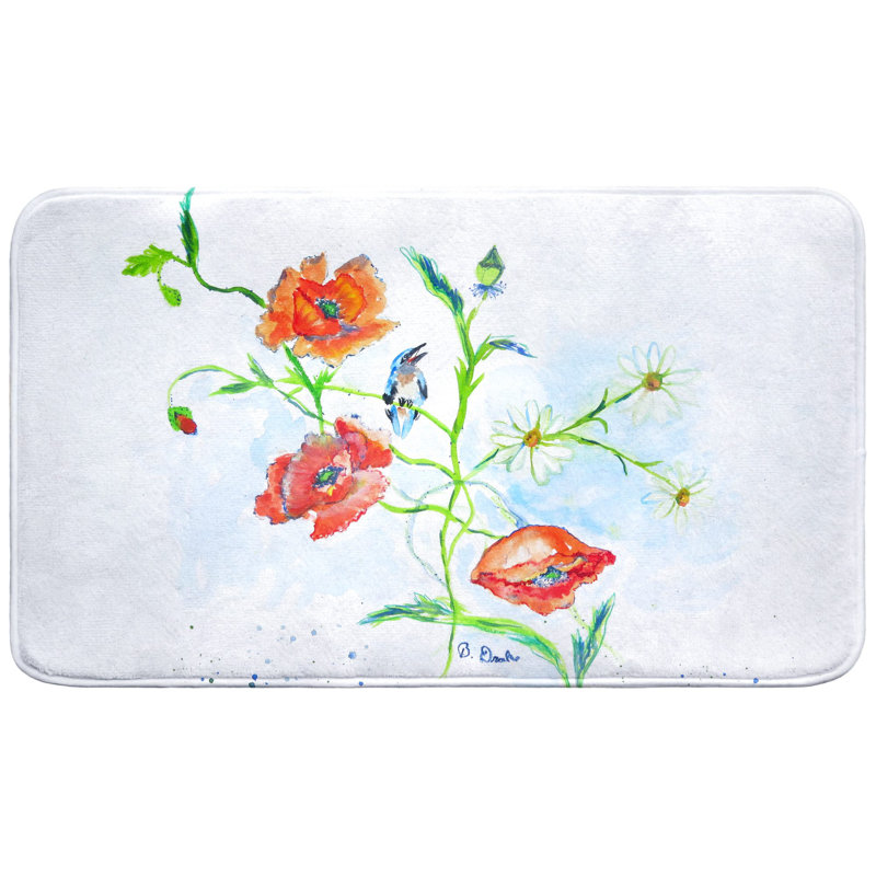 Poppies & Daisies Bath Mat, 30" L x 18" W