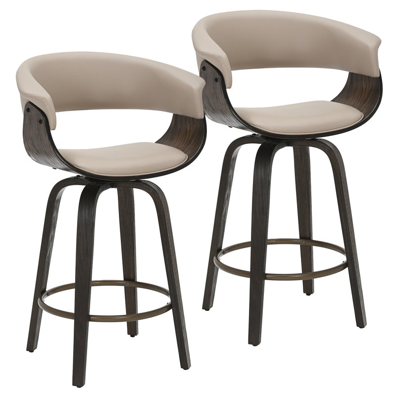 Tabouret de comptoir de 26 po Mid-Century, Beige