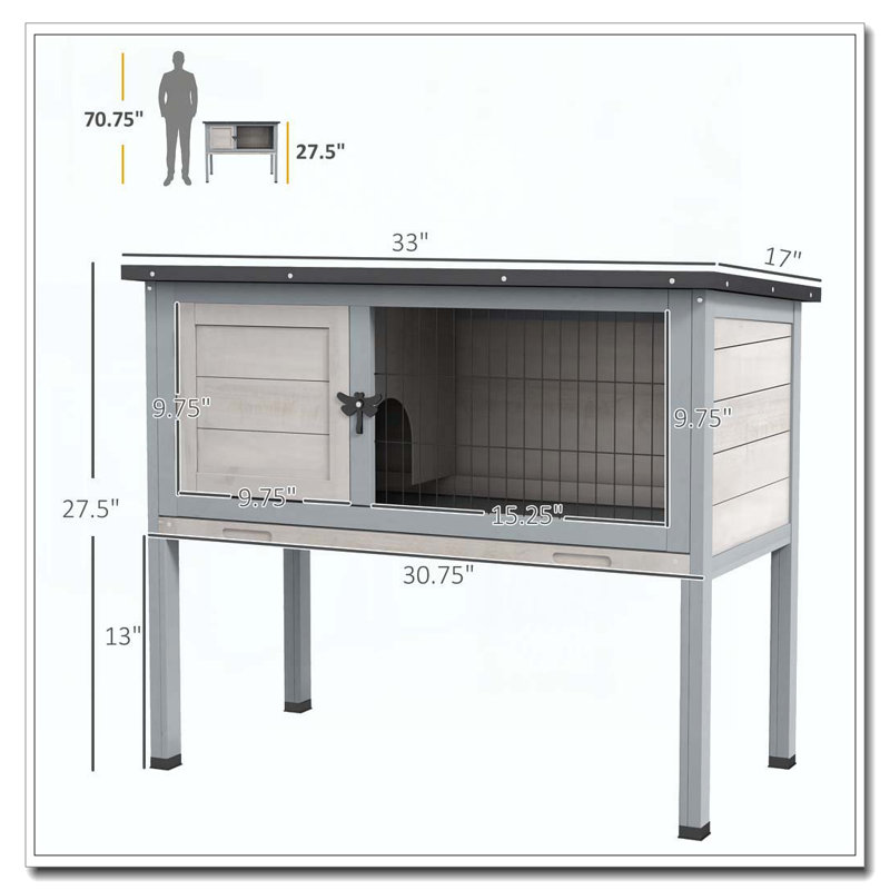 Cage à lapin en bois surélevée PawHut