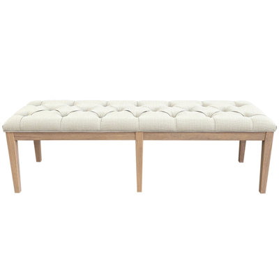 Lux Home Upholstered Bench - French Contemporary Designer Style, Rubber Wood Frame & Premium Linen | Foot Of Bed, Living Room Accent Or Entryway Seat (Beige, 62" W)