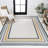 Vandervliet Classic Coastal Mitred Stripe Reversible Machine-Washable Cream/Navy Indoor/Outdoor Rug-711333139