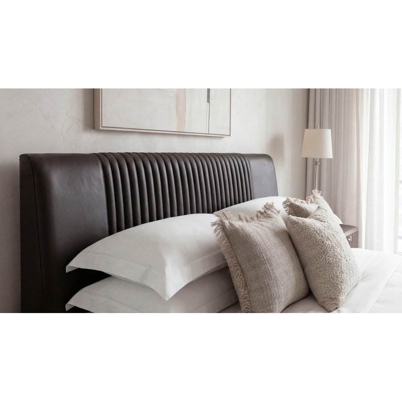 Kyoto Leather Bed, Gray, Queen