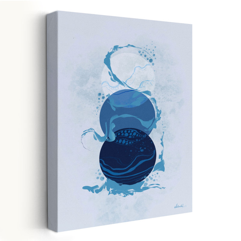 Catch - Abstrait blanc bleu marine et art indigo, H 36 po x l 24 po