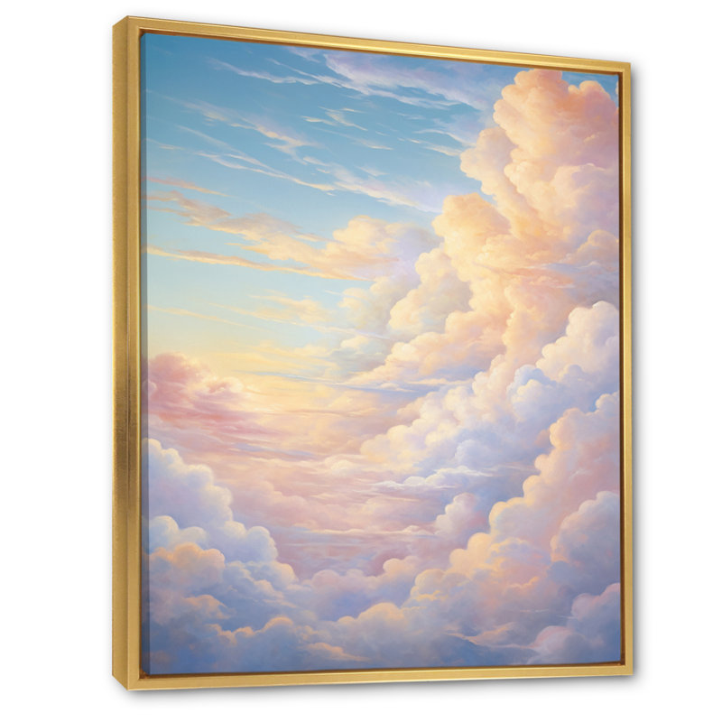 «White Sky Pure Elegance VI», reproduction d'art sur toile, H 32 po x l 16 po x P 1 po, Cadre flottant doré