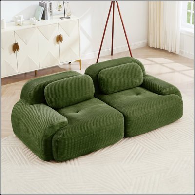 Canapé modulaire en velours côtelé de 82 po avec accoudoirs incurvés, conception antidérapante et éponge à haute résilience pour le salon et la chambre à coucher