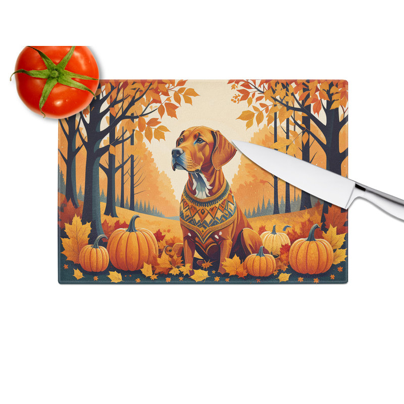 Vizsla Fall Glass Cutting Board Large