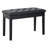 Matte Black 2-Seat Duet Storage Piano Bench Button Tufted Solid Wood Frame Faux Leather Upholstery