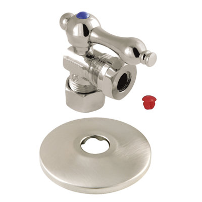 Kingston Brass 5/8-Inch OD Comp x 1/2 or 7/16-Inch Slip Joint Quarter-Turn Angle Stop Valve with Flange