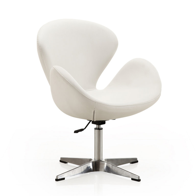 Fauteuil ballon pivotant en cuir Raspberry Vegan, Simili cuir blanc