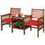 Ensemble de 3 chaises de table d'extérieur pour causeuse d'extérieur en bois d'acacia