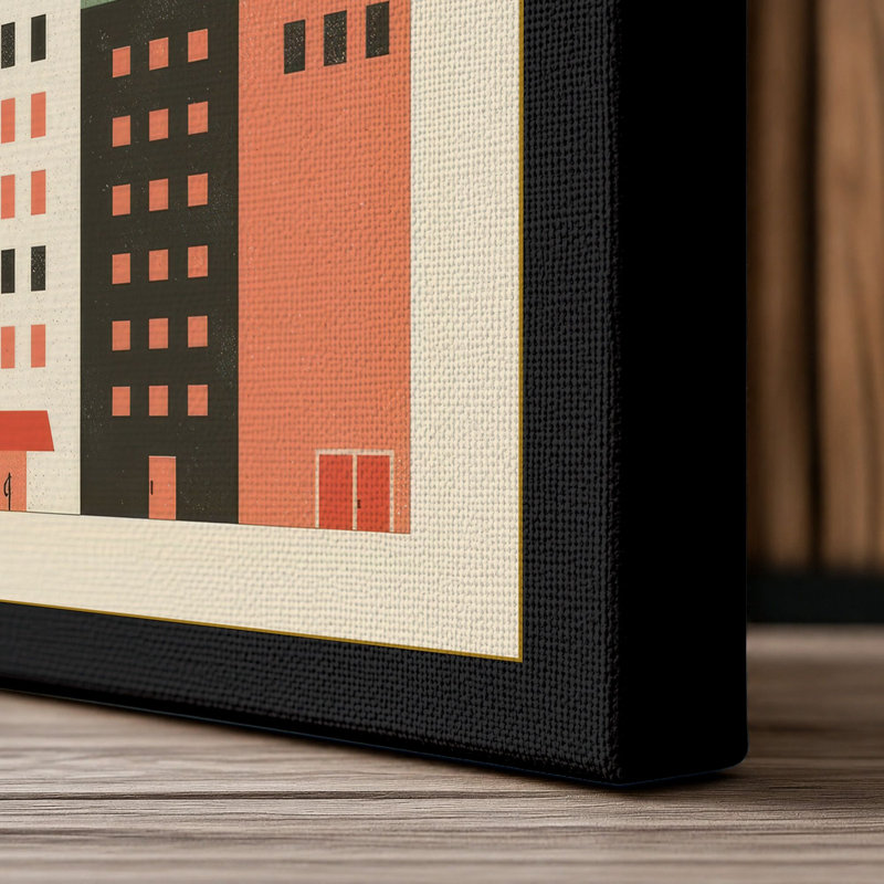Urban Skyline Art Deco - Wrapped Canvas, 36x24 - 91.4 x 61.0 cm, Black Border