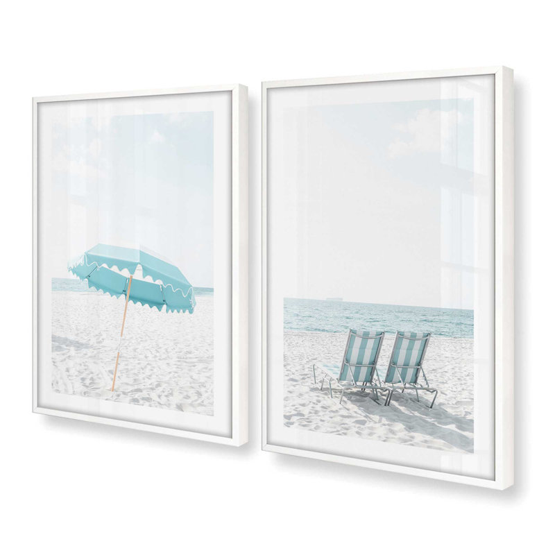 Ensemble de 2 impressions de style bord de mer, 16 po x 12 po, Cadre opaque blanc, H 15,5 po x l 23,5 po x P 1,25 po