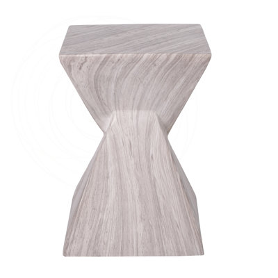 Modern Geometric Twisted MGO Side Table with Faux Marble