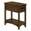 Table d'appoint, table de bout, table d'appoint, table de chevet, 2 niveaux, étroit, tiroir de rangement, placage brun
