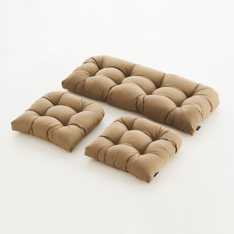 Ensemble de 3 coussins d'extérieur pour causeuse, Kaki