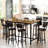 Dining Table Set For 6, 7-Piece Bar Table Set, 50" Industrial Counter Height High Top Table With 6 PU Upholstered Stools, Space-Saving Pub Table Sets For Small Space Bar, Kitchen, Restaurant-338230351-338230349