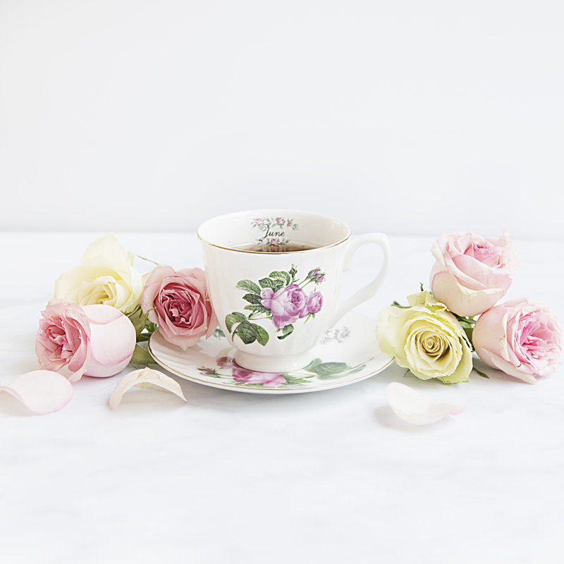 Flowers Of The Month Bone China Teacup and Saucer