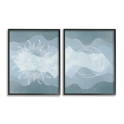 " Celestial Sun & Moon Single Picture Frame " by Lil' Rue 2 - Pieces on Canvas