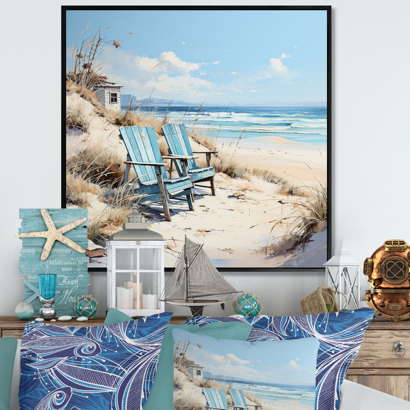 «Coastal Beach Charm Retreat II», reproduction sur toile, H 36 po x l 36 po x P 1,5 po, Cadre flottant noir