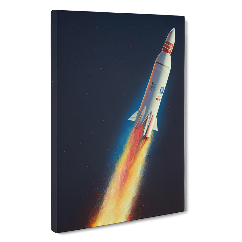 Animated Spaceship Rocket - Wrapped Canvas, 50cm H x 35cm W x 3cm D