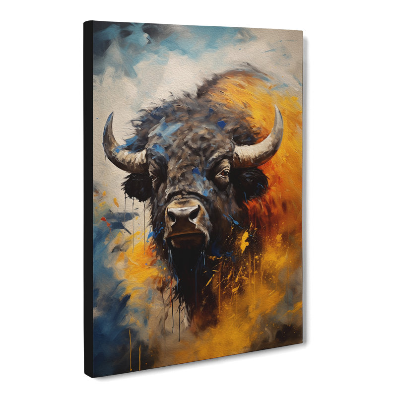 Buffalo Gestural - Wrapped Canvas, 60cm H x 40cm W x 3cm D