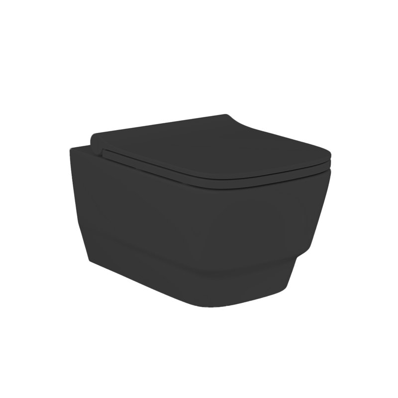 Toilette murale Charm BE214 + TS727, Noir mat