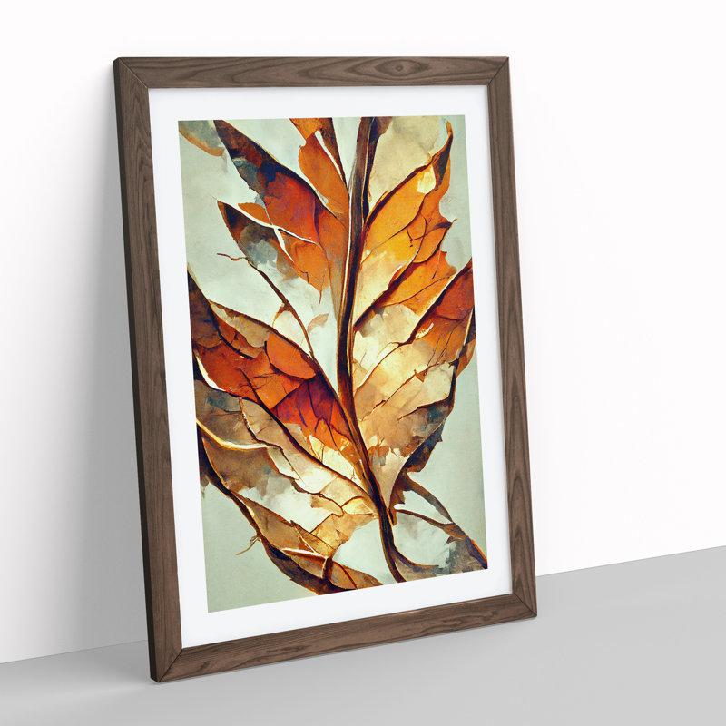 Abstract Autumn Leaf No.4 - Framed Print, 64cm H x 46cm W x 2cm D, Walnut