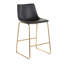 Tabouret de comptoir Duke en métal doré et similicuir noir par Lumisource - ensemble de 2