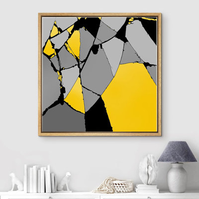 Yellow, Gray And Black Stained Glass Effect Tiles Framed On Canvas Print -  wall26, FCV-L22-2109-A0811-M02-B.WD-24x24