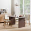 Table de salle à manger moderne à double caisson ovale en bois 67 po avec base en bois massif pour sièges 8-557478274-556322489
