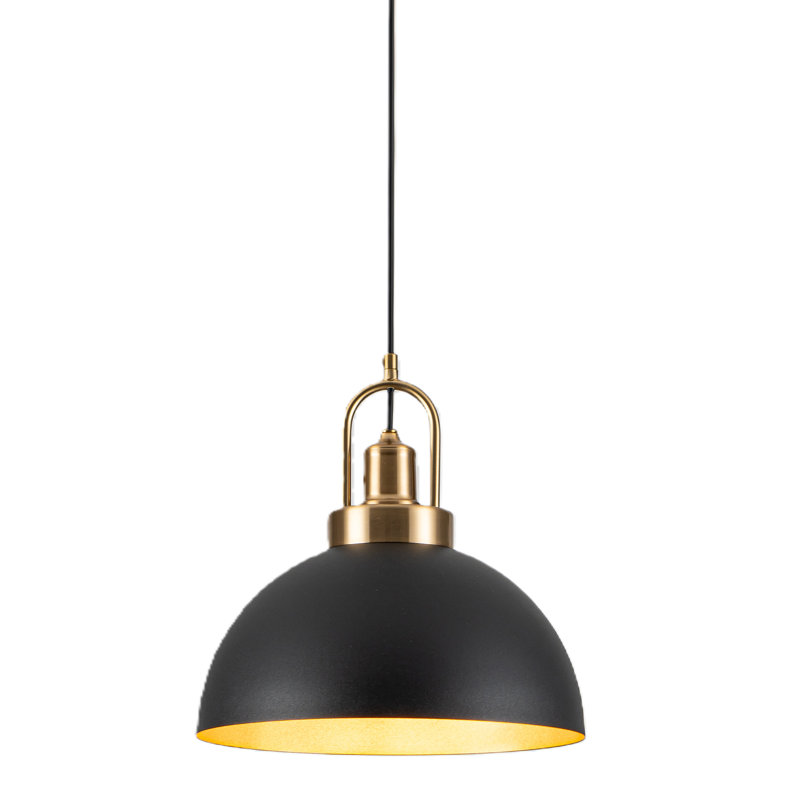 Luminaire suspendu moderne en dôme 11,8 po Modern, Noir, 11.8"
