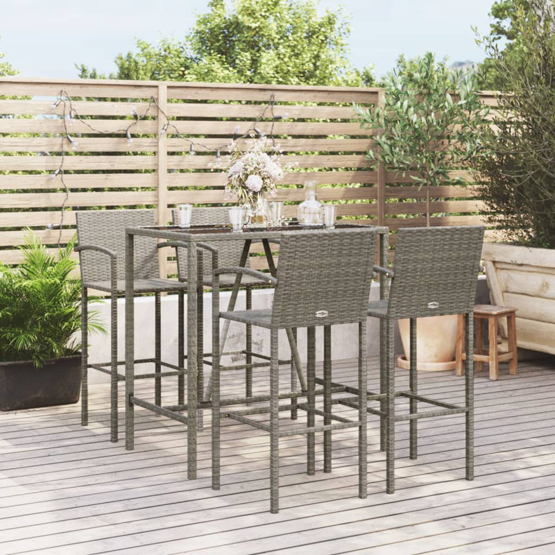 Patio Dining Set with, Grey; Black, 5, Grey, 4