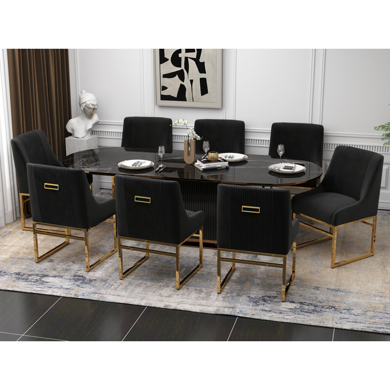 Chaise d'appoint en velours Baudel, 8, Noir