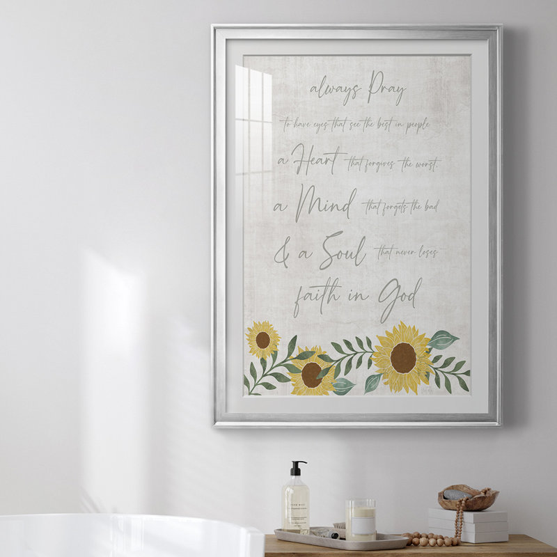 «Always Pray», reproduction encadrée de qualité supérieure - prête à être accrochée, H 42,5 po x l 30,5 po x P 1 po, Argent