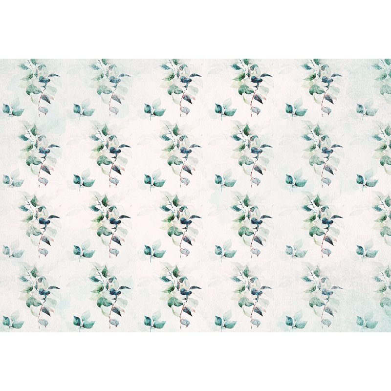 Papier peint botanique - nature menthe verte, L 100 po x l 137 po