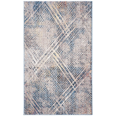 Tapis abstrait bleu / beige Massad
