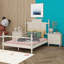Ensemble de chambre à coucher 3 pièces, lit plateforme à baldaquin avec 2 tables de chevet à trois tiroirs, ensemble de chambre à coucher en bois de style rétro-1806991728-1806991734