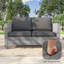 Canapé d'extérieur avec osier en rotin PE et structure robuste pour patio-1039305131-1039305143