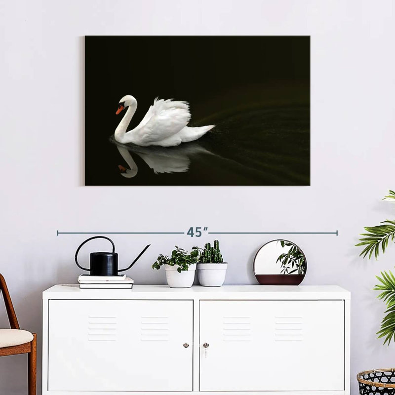Brampt White Swan Elegance, 24" H x 36" W