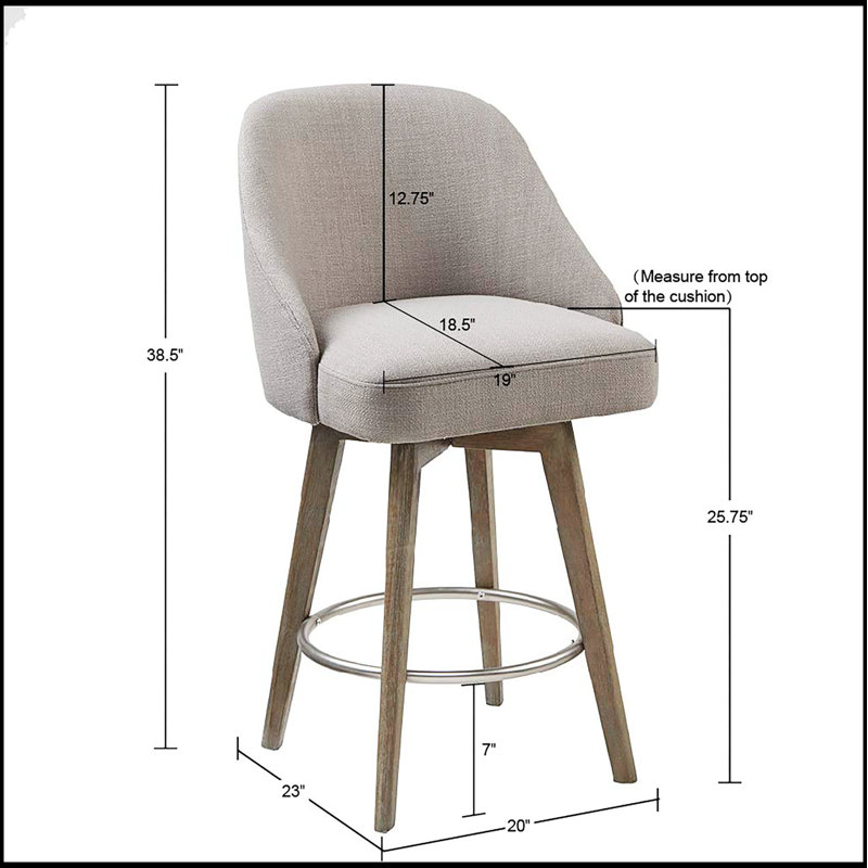 Tabouret de comptoir pivotant avec conception ergonomique et base en bois robuste pour un dîner confortable