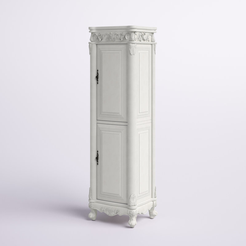 Armoire à linge autoportante en bois manufacturé, Blanc antique