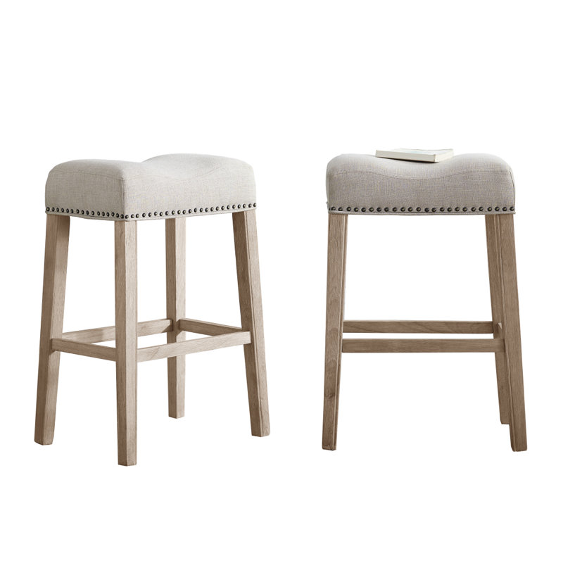 Ensemble de tabourets de comptoir rembourrés, Naturel, Beige