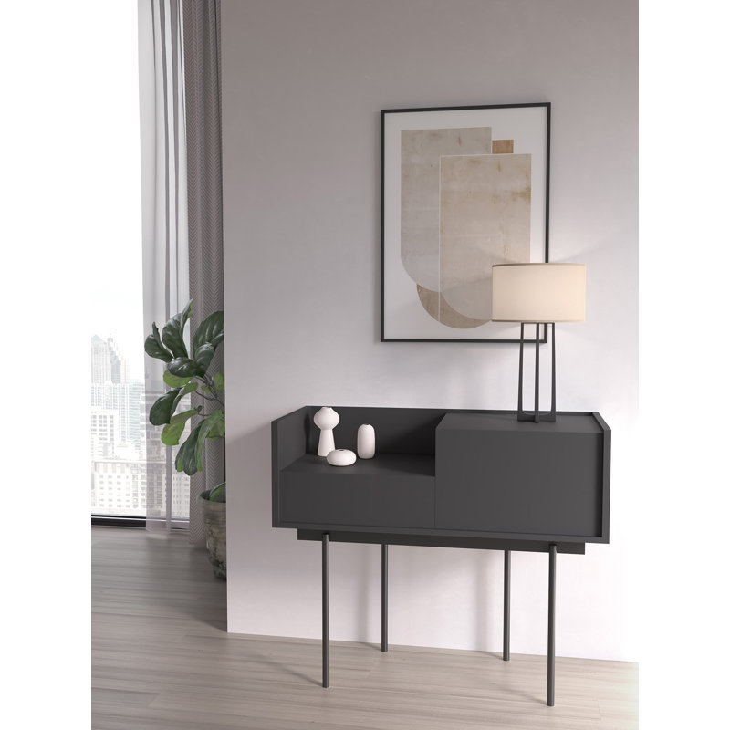 Amesfield 98cm Console Table, Graphite, Graphite, 84cm x 98cm x 42cm