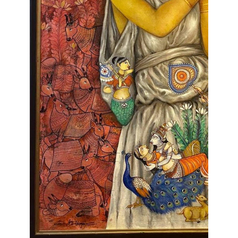 En mémoire de Krishna | Acrylique sur toile | Par Nikunja Bihari Das | Avec cadre