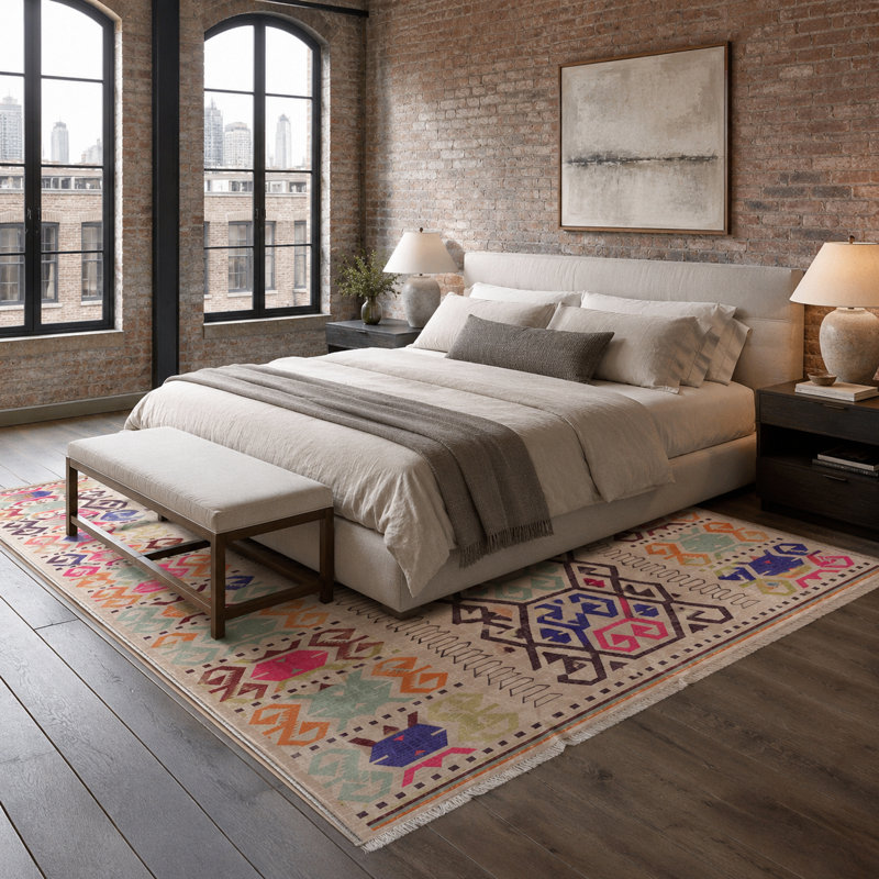Geometric Cotton and Chenille Flatweave Area Rug, 200 x 300 cm